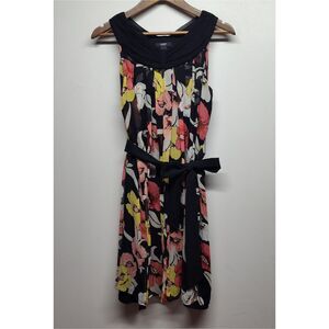 Alfani Mini Dress Women 10P Black Floral Sleeveless Silk Cocktail Romantic Party